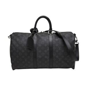 LOUIS VUITTON Eclipse Black Keepall Bandouliere Boston Bag Black